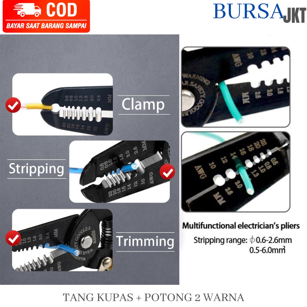 TANG POTONG &amp; KUPAS 7 INCH POTONG KABEL 3IN1 WIRE CABLE STRIPER