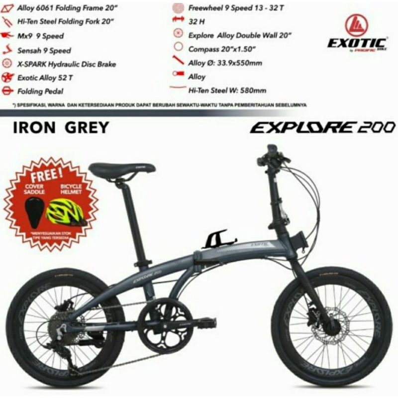 Sepeda lipat 20 inch Exotic Explore 200 alloy 9 speed hidrolik