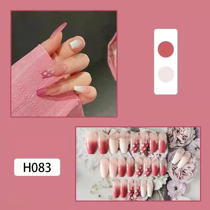 3D Kuku Palsu 24pcs/(FREE LEM)Set DIY Instant Nail Art Fake Nails Bridal Wedding Akrilik/24 pcs Kuku Palsu 3D / Stiker Kuku Palsu / Kuku Palsu Premium With Box/ Pemoles Kuku-H083