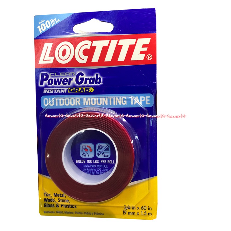 Loctite Clear Power Grab Instant Outdoor Mounting Tape Double Tape Double Tip Kuat Untuk Bahan Besi Ubin Kayu Batu Kaca Plastik Loktite Doubletape Isolasi Luar Ruangan Kuat