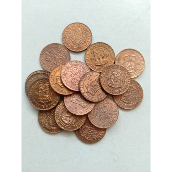 uang Kuno benggol koin 1/2 sen atau 0.5 sen ukuran kecil jmn belanda
