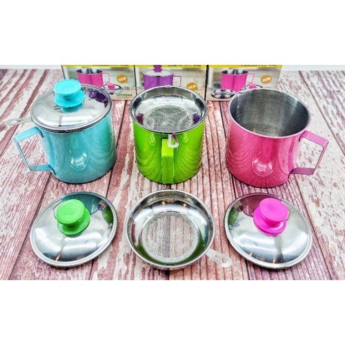 Oil Pot Warna 1200 ml Wadah Saringan Minyak Stainless