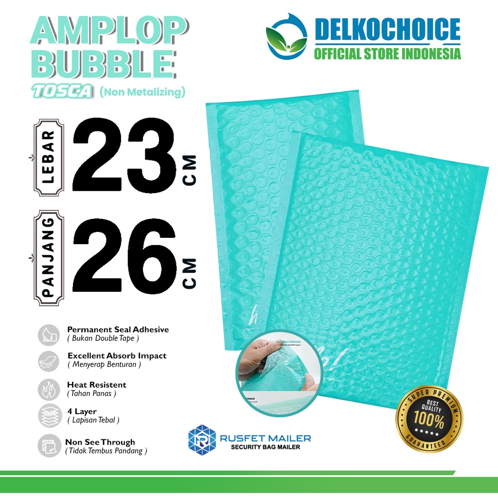

Amplop Bubble Mailer TOSCA 23x26cm Bubblewrap Packing Online Envelope Rusfet PREMIUM / SATUAN