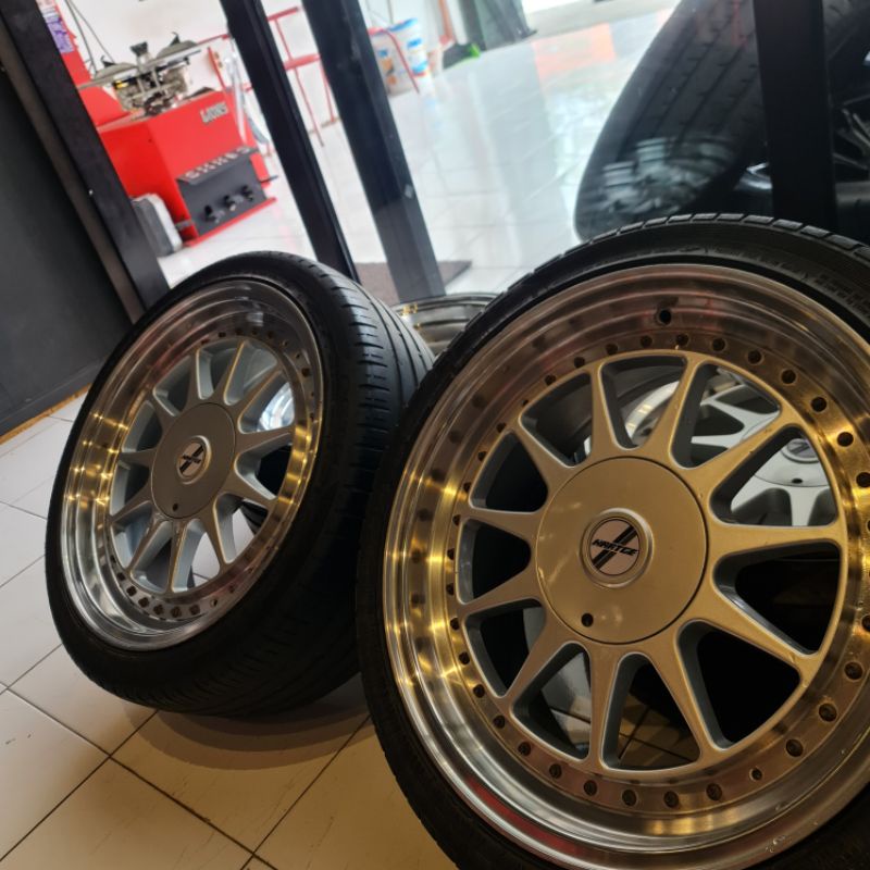 (Nota Bekasi) Velg Racing Second Hartge R17 x 7.5/8.5 (Celong) PCD 8H Silver Polish Lips , Murah Mer