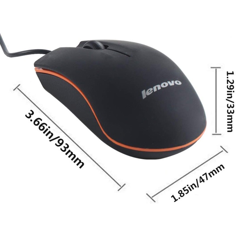 Lenovo M20 mouse gaming laptop pc  kabel murah wired usb original 3D optical/USB mini mouse M20 Warna-Hitam/