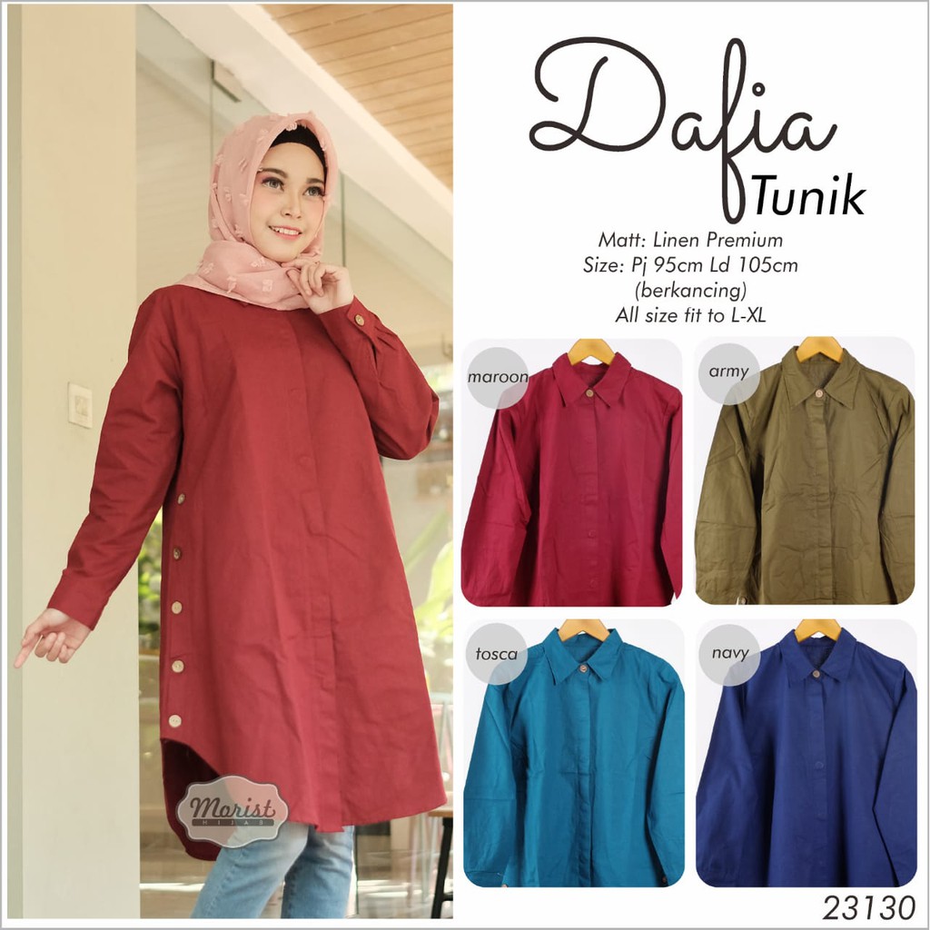 BAJU WANITA DAFIA TUNIK READY WARNA ARMY DAN NAVY