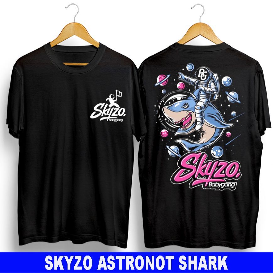 Brbie _KAOS T-SHIRT ATASAN PRIA/KAOS SKYZO ASTRONOUT SHARK /KAOS TERBARU/KAOS JEPANG/KAOS TRENDY