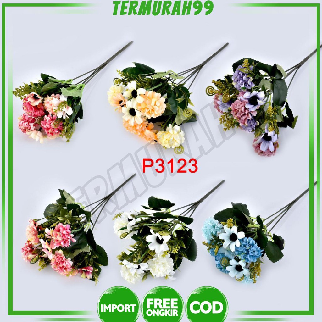 TL88 1KG ISI 37PCS Bunga Mawar Dekorasi Bahan Plastik (1 Buket 10Kuntum Bunga)P3123