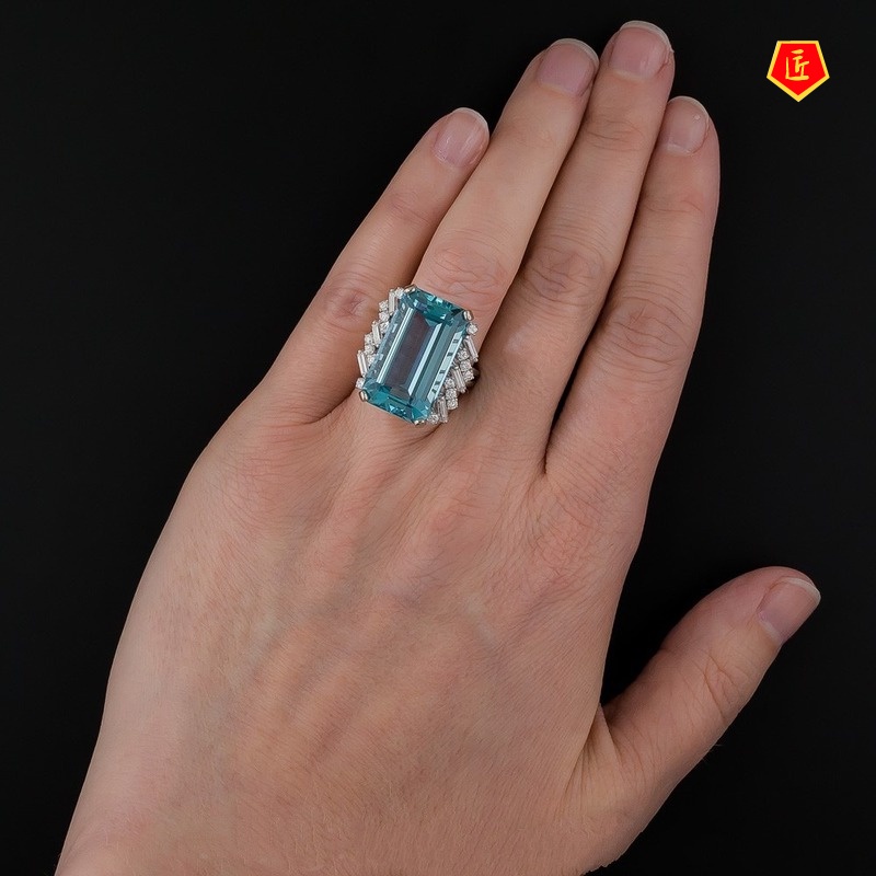 [Ready Stock]Luxury Sapphire Ring Simple Fashion