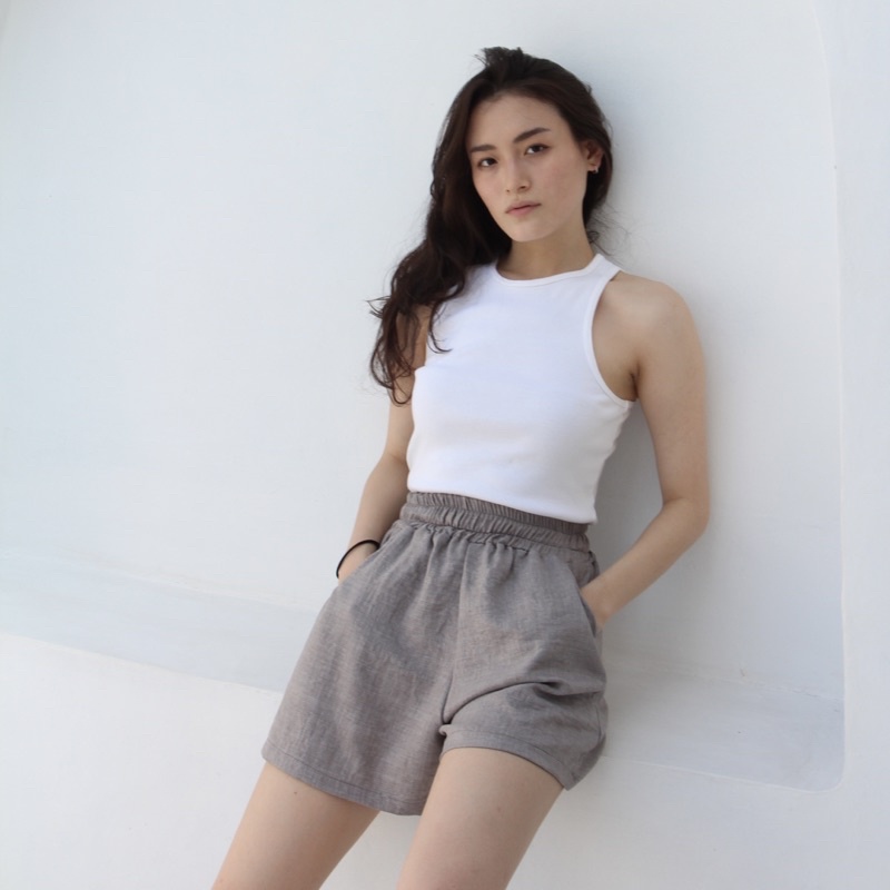 OSLO SHORTS | Celana Pendek Highwaist Linen Crinkle Short Pants Loungewear Celana Rumah Soma