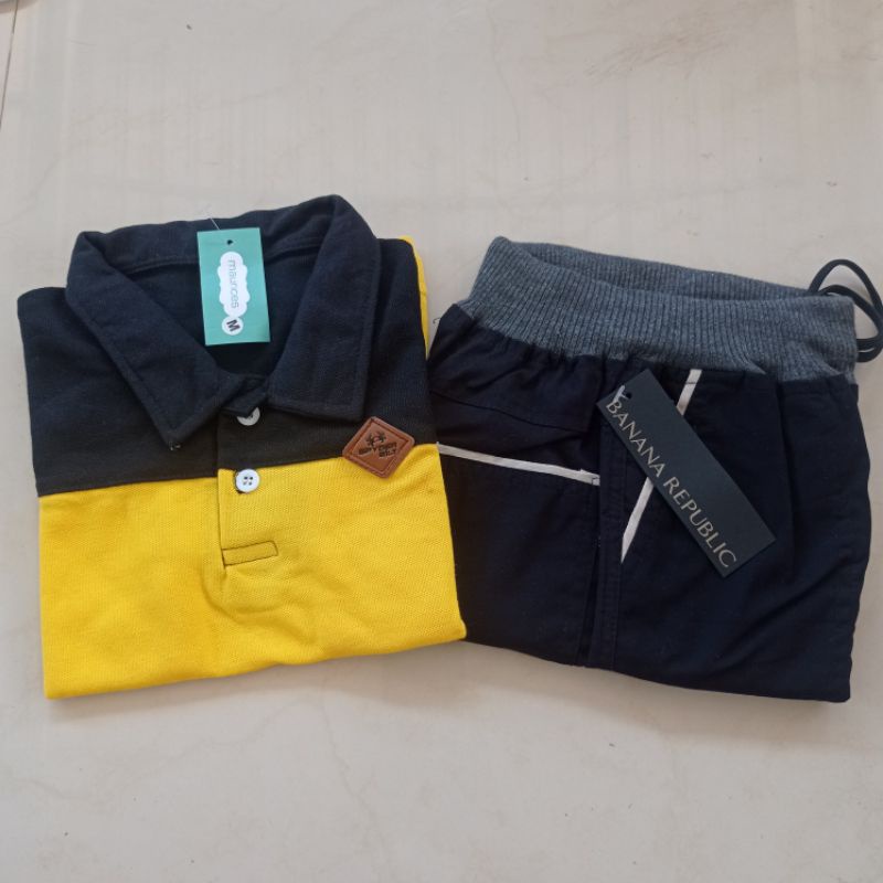 Setelan Anak Laki Laki Size M(5-6tahun) Polo Berkerah Celana Pendek Chinos