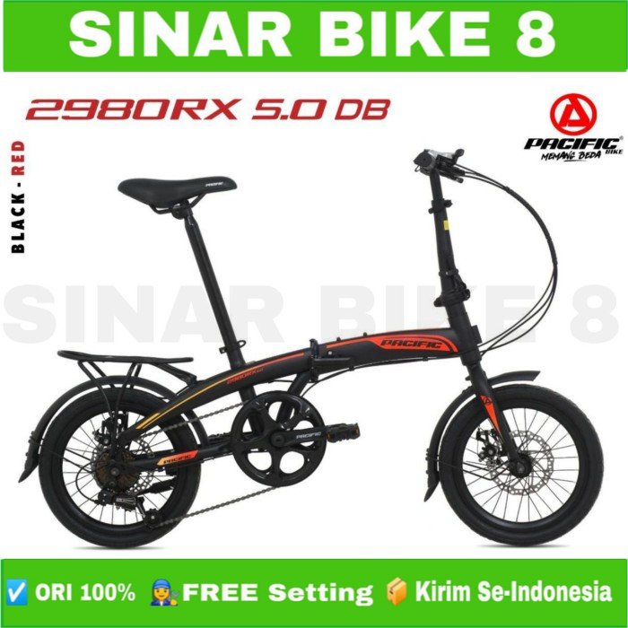 Sepeda Lipat ukuran 16 Inch PACIFIC 2980 RX 5.0 DB Shimano 7 Speed Boncengan
