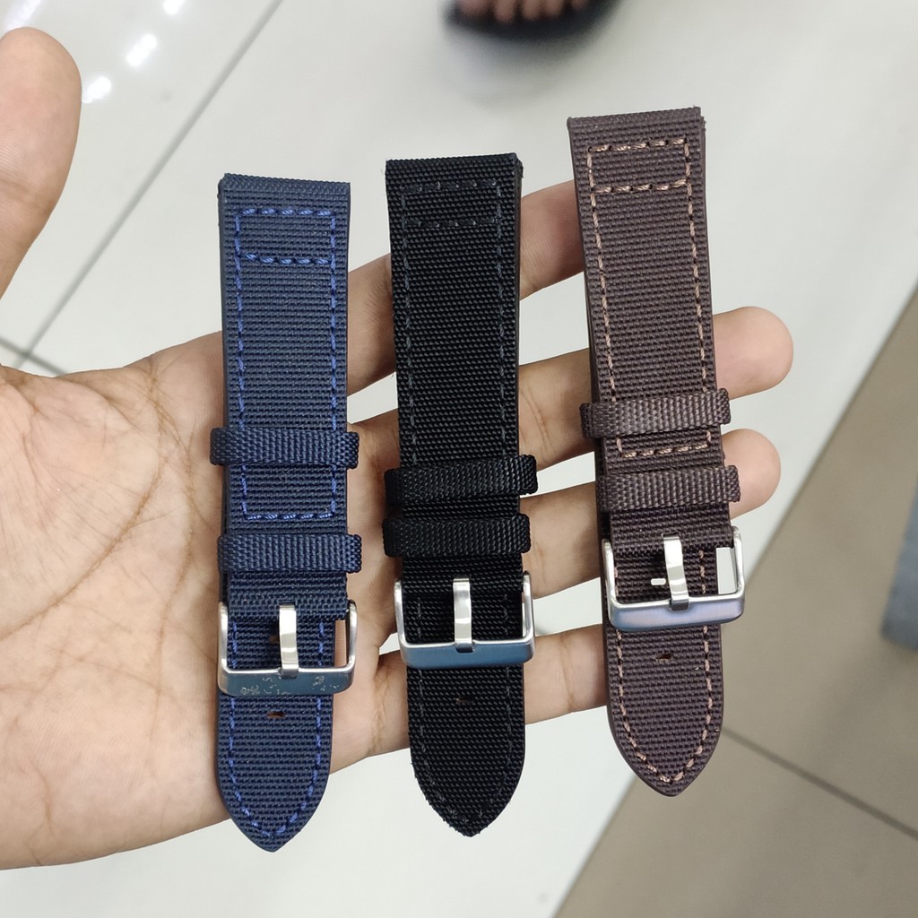 Strap Watch Band Seiko sport Kulit Canvas Stave