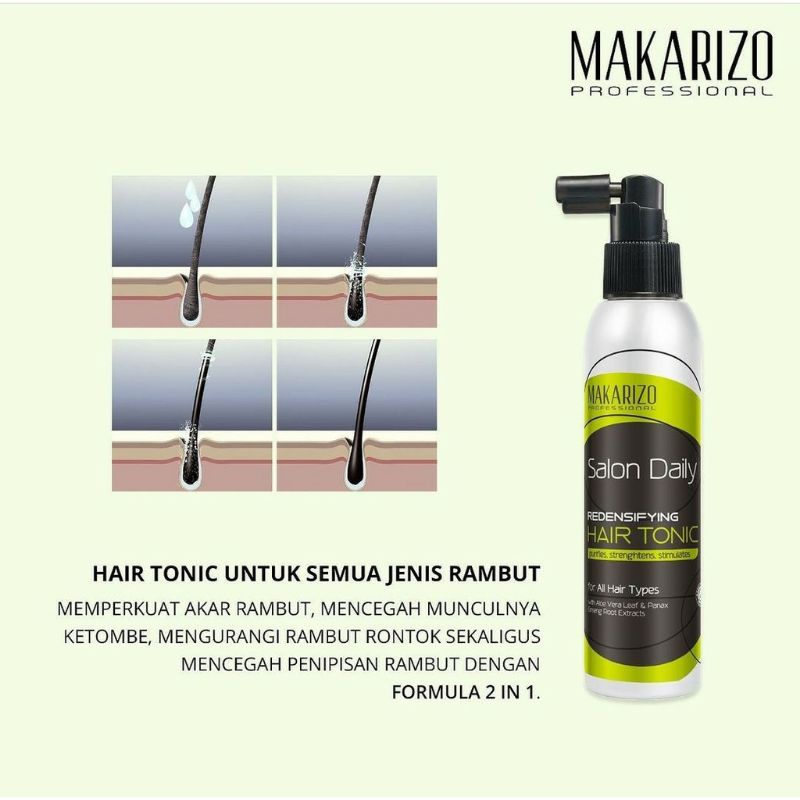 Makarizo Salon Daily Redensifying Hair Tonic Atasi Kerontokan dan Ketombe - 150ml