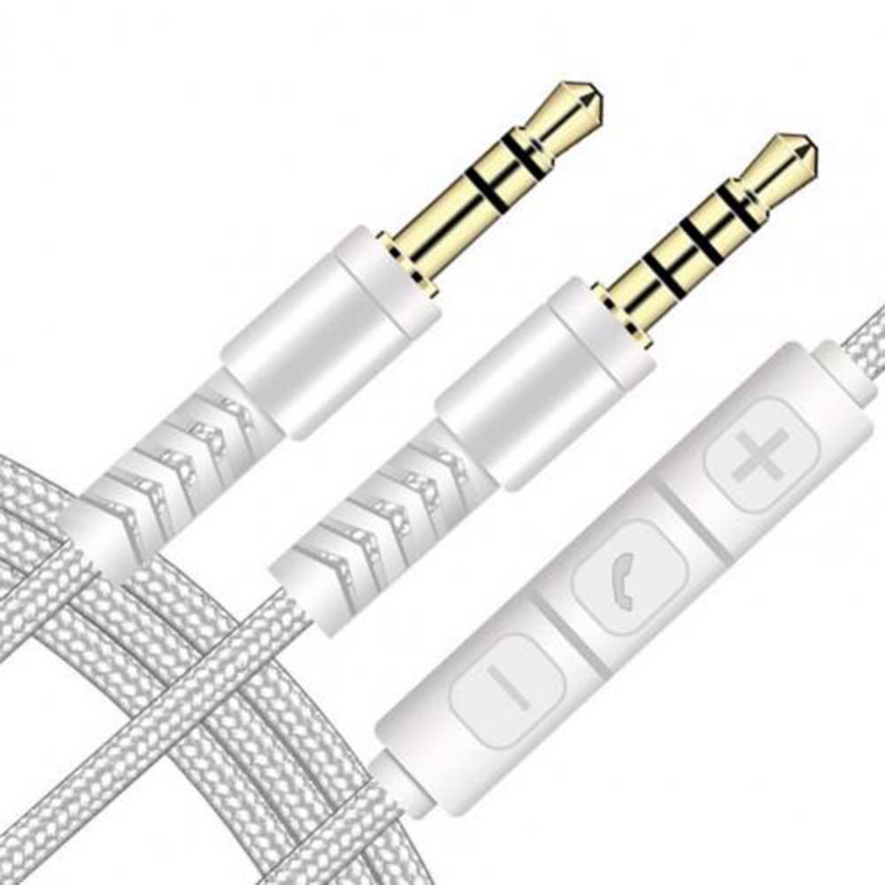 QUINTON For phone Audio Cable Cable Car Aux Cord Audio Wire With Mic Earphone Nylon Braid Volume control 1.2m 3.5mm to Jack 3.5mm Aux Cable/Multicolor
