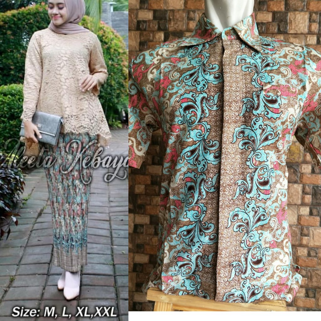 couple kebaya brokat rinjani rok prisket couple batik kemeja