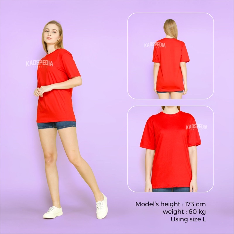 KAOS POLOS COTTON COMBED 30S LENGAN PENDEK PRIA WANITA-MERAH CABE