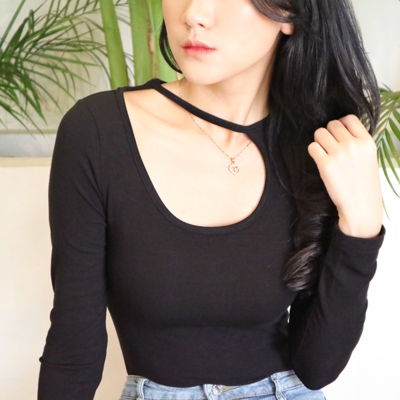 Itty Atelier - Elka Top | Black White and Baby Blue | Top Korean Atasan Wanita Impor Casual and Eleg