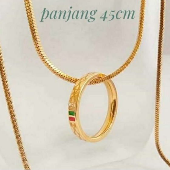Kalung Titanium Liontin Ring Gucci Pria wanita Anti karat