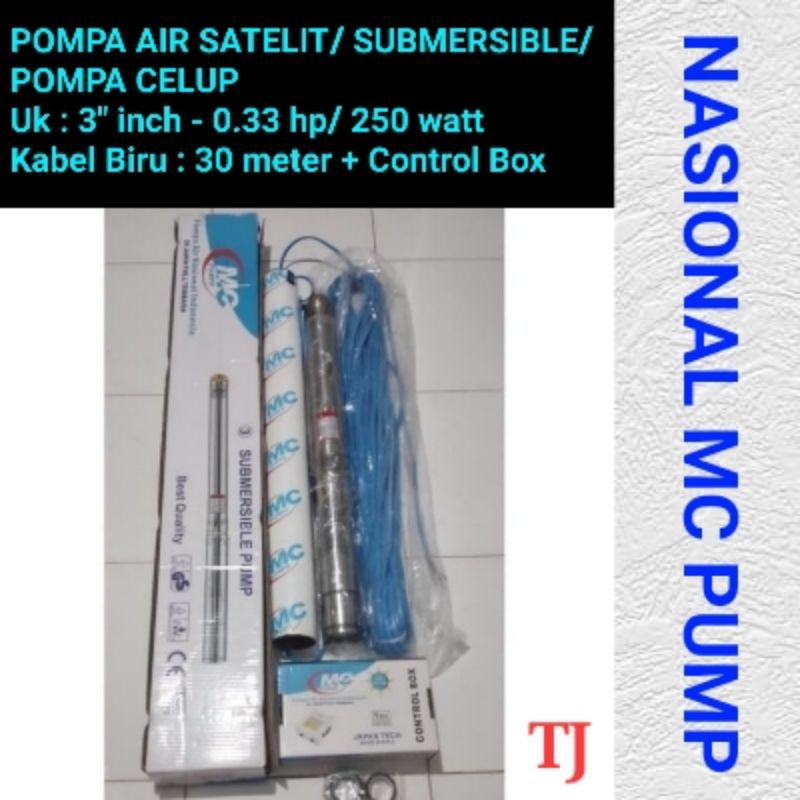 POMPA AIR CELUP SUBMERSIBLE SATELIT NASIONAL MC 3 INCH- 0.3Hp - KABEL 30 METER-Dabavon/shimizu