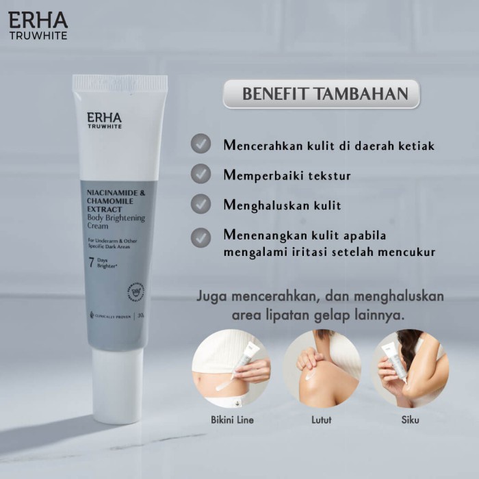 ERHA TRUWHITE NIACINAMIDE &amp; CHAMOMILE EXTRACT BODY BRIGHTENING CREAM 30 GR @MJ