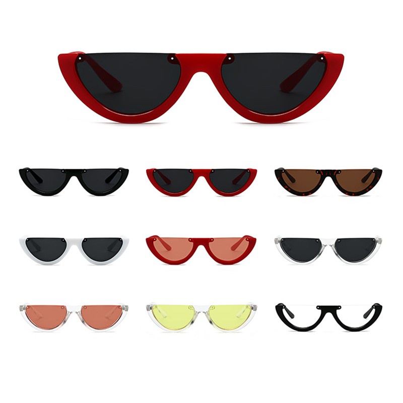 [GROSIR] Kacamata Hitam Trendy Oval Half Frame Sunglasses