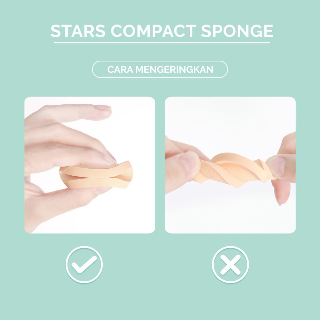 GLAMFIX Stars Compact Sponge _ Puff Spons Bedak Padat - Circle Isi 4pcs | GLAM FIX Beauty Tools by YOU