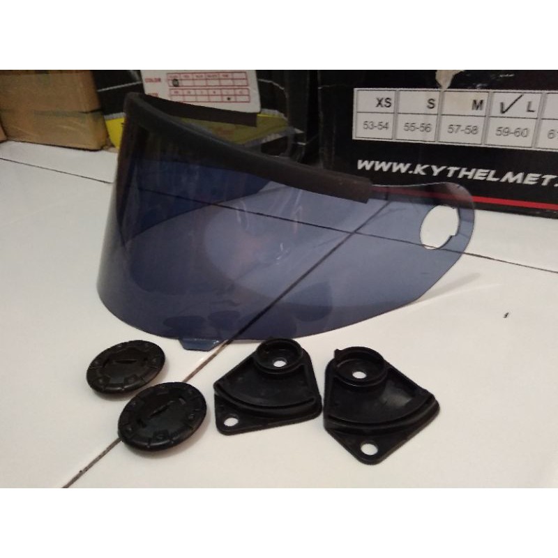 Paket visor flat custom akrilik Dark smoke pnp helm Yamaha Cargloss racer old