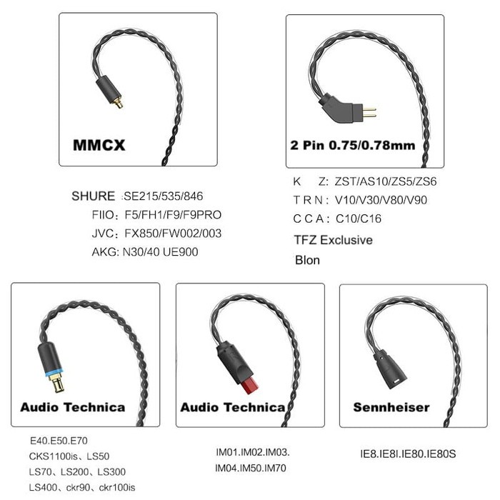 Value DR30 Qualcomm QCC3034 Bluetooth Cable MMCX 2 Pin A2DC IM04 IE80