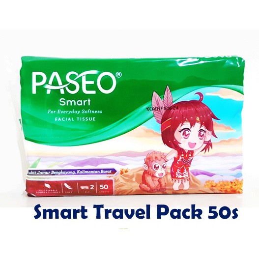 Facial Tissue Paseo SMART Travel Pack 2 ply 50s