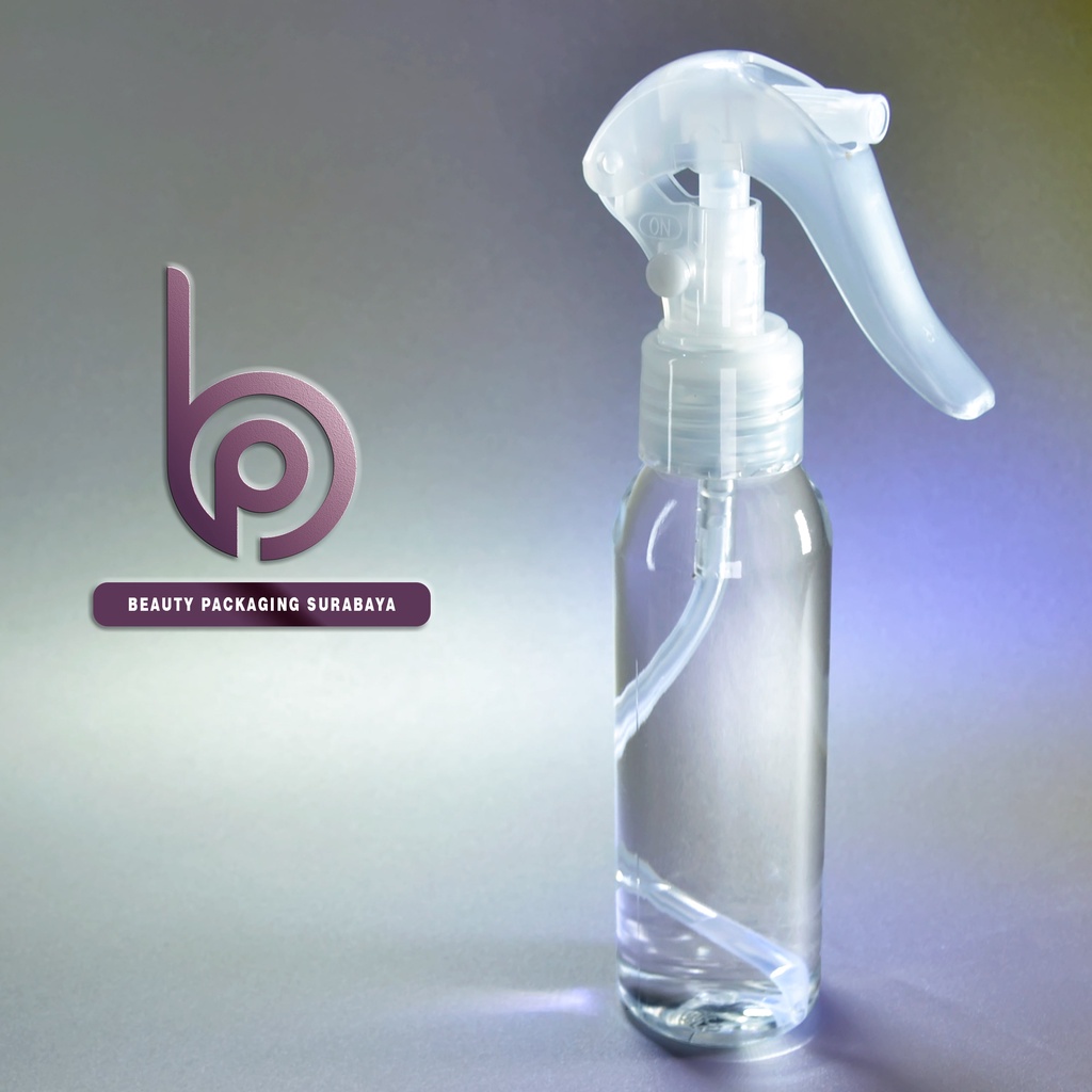 Botol Plastik PET 100ml BR Bening Tutup Spray Trigger Bebek Semprot