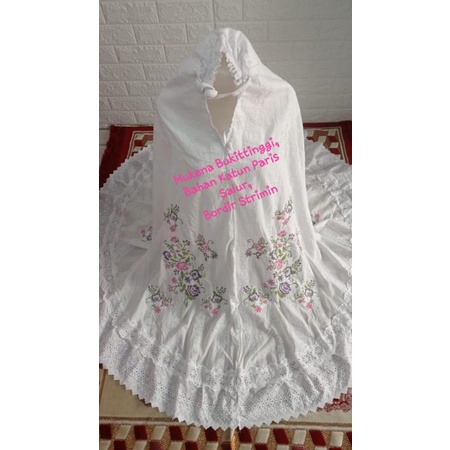 Mukena Bukittinggi Bordir Strimin Bahan Katun Paris Bordir