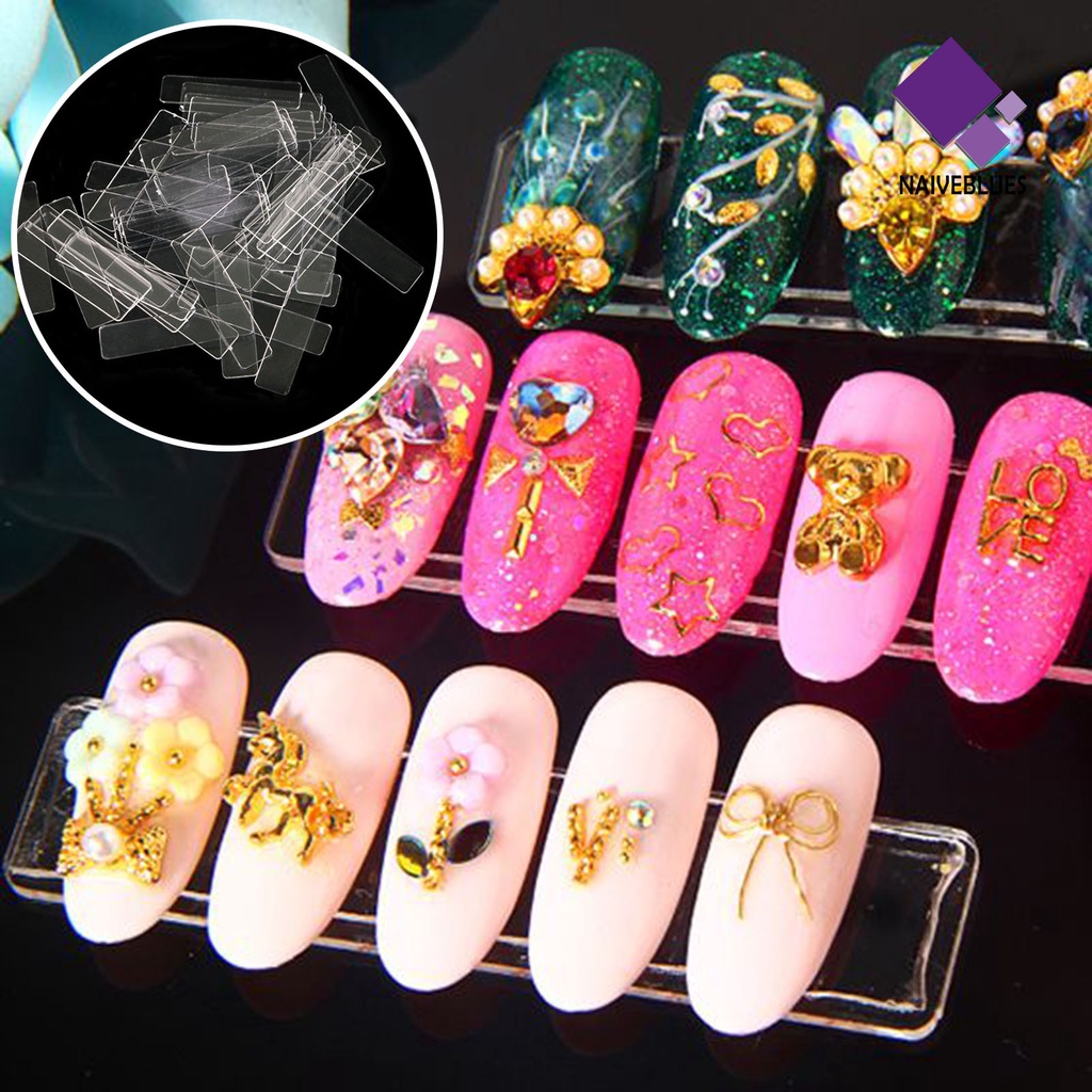 Naiveblue 1 Set Papan Display Kuku Palsu Transparan Untuk Nail Art / Manicure