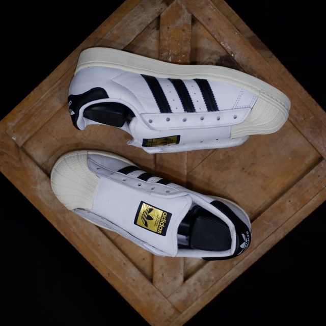 SEPATU ADIDAS SUPERSTAR SLIP ON WHITE BLACK ORIGINAL