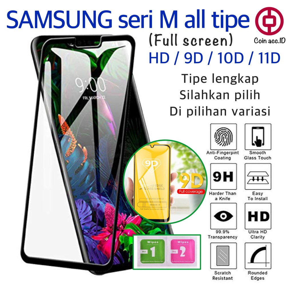 Tempered glass Full 9D SAMSUNG all tipe SERI M - m21/m31/m11/A11/m10/m20/m20s/m30s ANTI GORES FULL