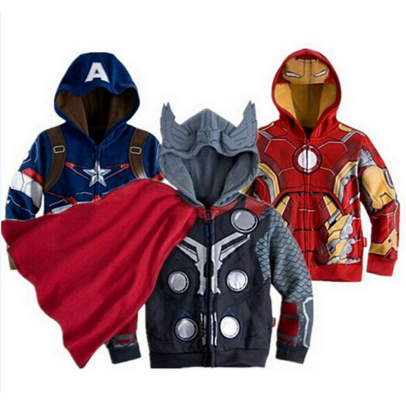 ST1 ST2 JAKET SWEATER HOODIE ANAK LAKI LAKI MOTIF SUPERHERO AVENGERS THOR KAPTEN AMERIKA 3D ORIGINAL
