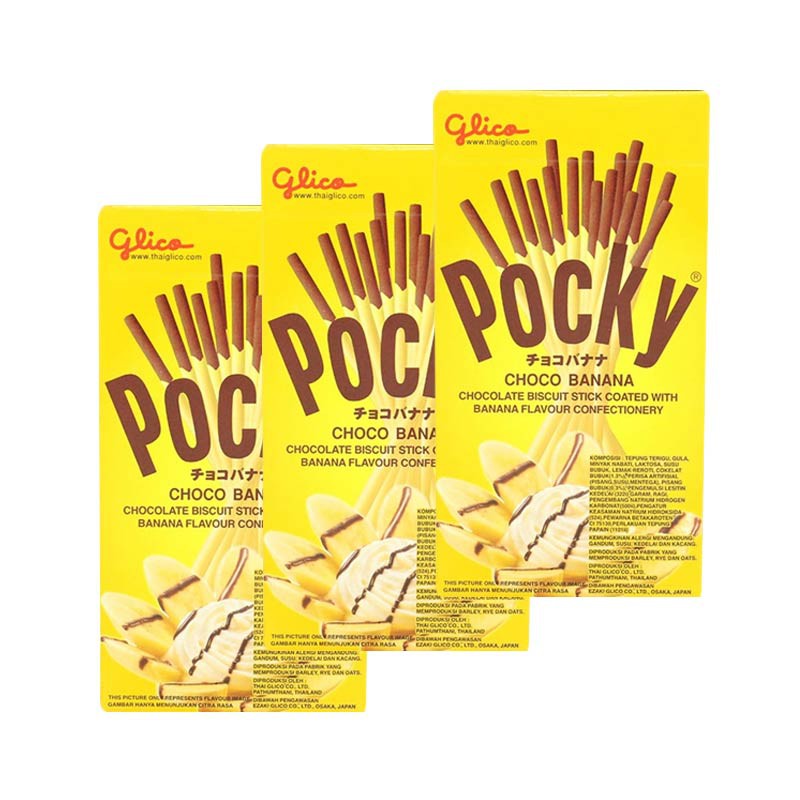 

Pocky Choco Banana Stick Biscuit [42 gr x 3 Pcs]