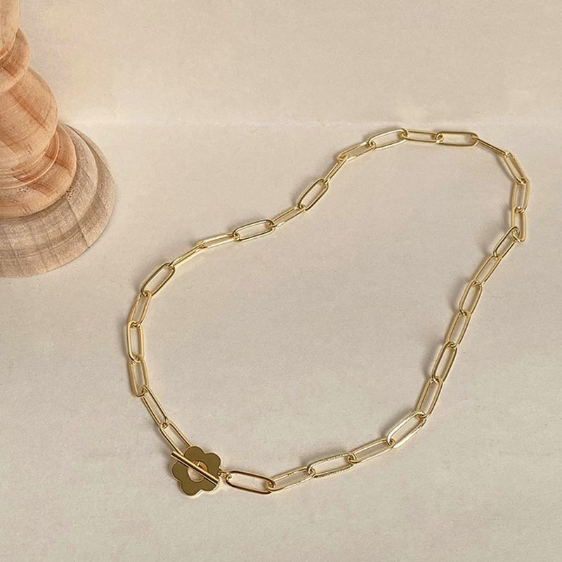 Kalung Rantai Klavikula Hias Liontin Bunga Gaya Korea Untuk Hadiah