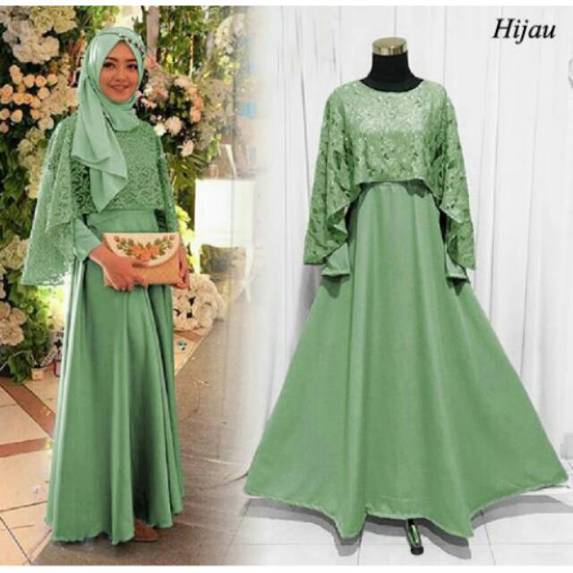 08961 Olipah Hijau / baju muslim / hijab / maxi / dress