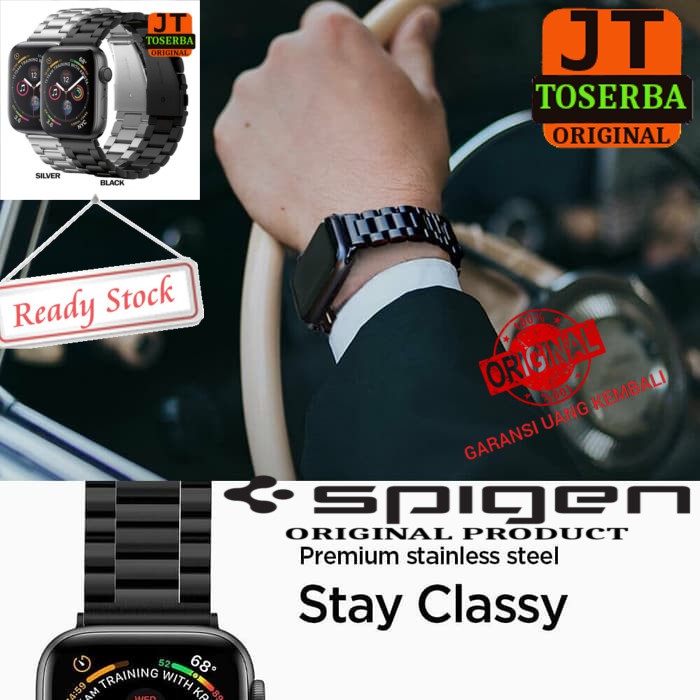 STRAP IWATCH SERI 1 2 3 4 5 42MM 44 MM SPIGEN ORIGINAL STAINLESS STEEL STRAP MODERN FIT ELEGANT