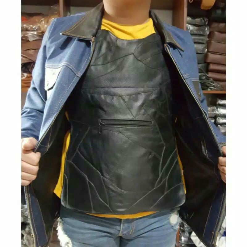 Rompi motor kulit asli/pelindung dada