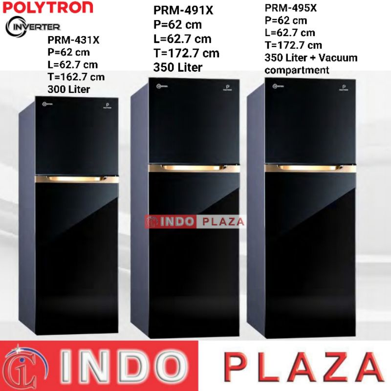 KULKAS POLYTRON 2 PINTU JUMBO INVERTER PRM-431 / 491 / 495