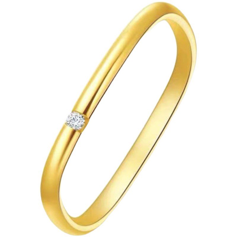 Cincin fashion terbaru persegi satu mata warna gold sedang trend anti karat - ercassia