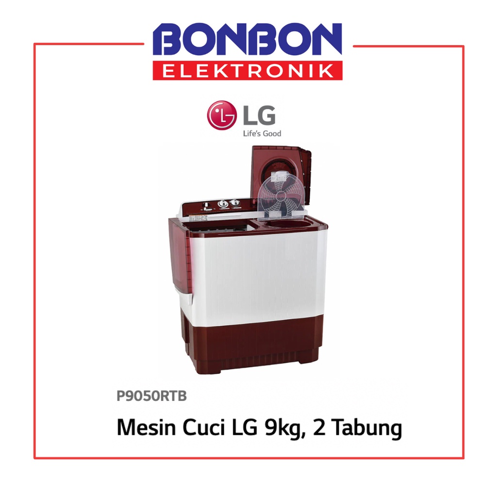 LG Mesin Cuci 2 Tabung 9KG P9050RTB / P 9050RTB / P 9050 RTB 9 KG