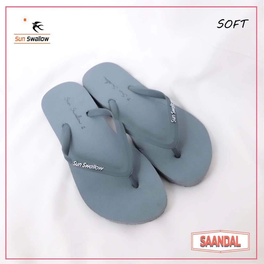 Sandal Jepit Wanita Sun Swallow Lady Ladies Soft Warna Polos Karet Tidak Licin (Bisa Satuan COD)