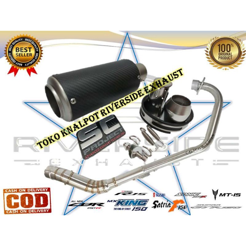 Knalpot Import SC Project CRT Original Carbon Non Jaring pnp SatriaFu Sonic150 Vixion Gsx R15 Mt15 C