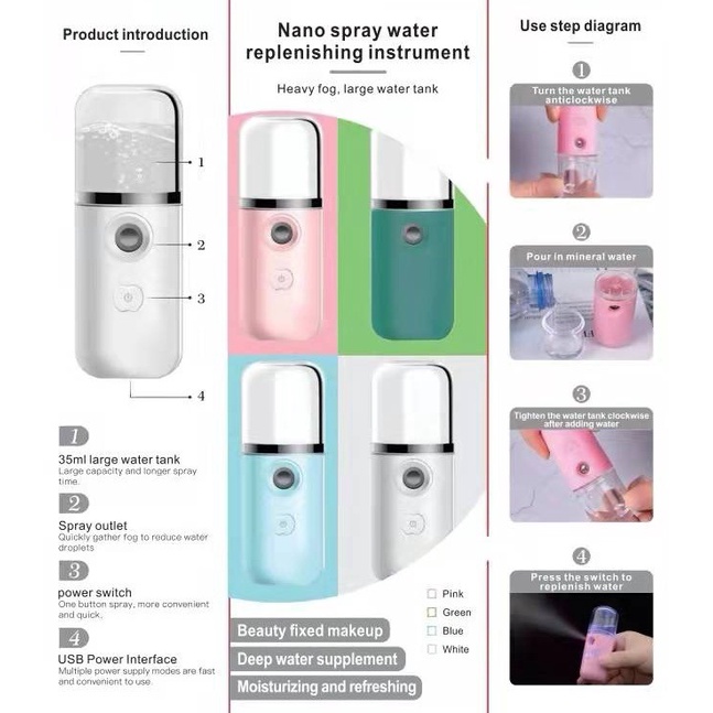 NANO SPRAY /Nano Mist Face Sprayed /Pelembab Wajah Mini Portabel Usb NS - ACS