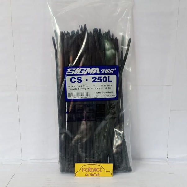 KABEL TIES SIGMA CS 250L LEBAR HITAM 25cm 1 PACK - KABEL TIS INSULOK