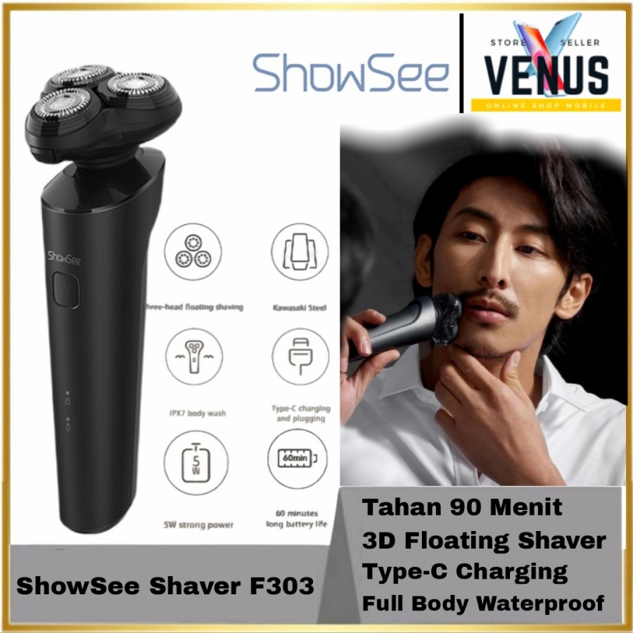 ShowSee Electric Shaver F303 Triple and Dry Dual Use IPX7 Waterproof