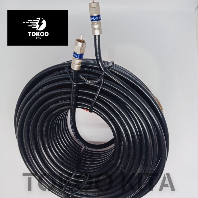 KABEL ANTENA RG6 COAXIAL PREMIUM DENGAN KONEKTOR BELDEN + BONUS JACK FEMALE DAN MALE